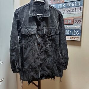 Corduroy Button-Up Jacket - Black